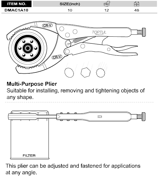 Kìm bấm mở lọc dầu TOPTUL DMAC1A10